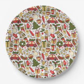 Festive Christmas Doodle Paper Plate ペーパープレート (正面)