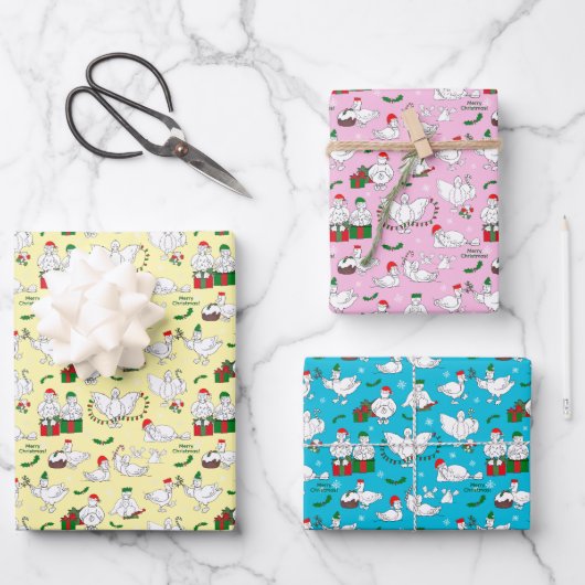 Festive Christmas Ducks ラッピングペーパーシート (正面)