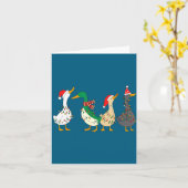 Festive Christmas Ducks Decorative Xmas Lights San カード (黄色い花)