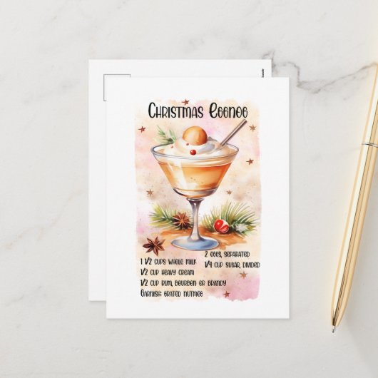 Festive Christmas eggnog recipe シーズンポストカード (正面/裏面インサイチュ)