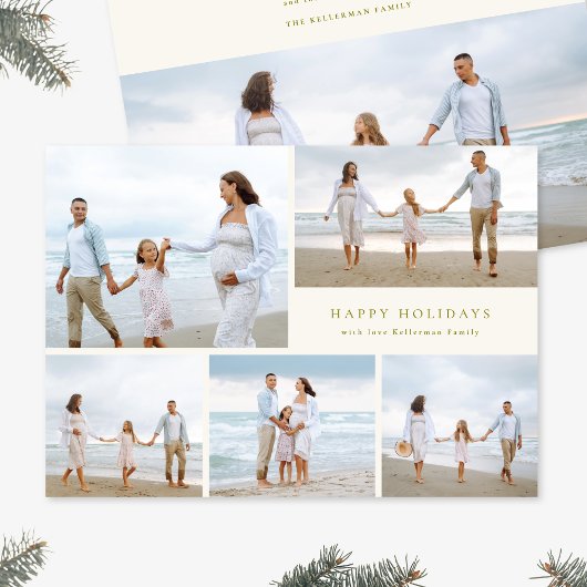 Festive Christmas Elegant Colorful Five Photo シーズンカード