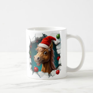 Festive Christmas Featuring Cheerful Horse Design コーヒーマグカップ