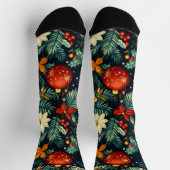 Festive Christmas Foliage & Ornaments Name Socks ソックス (上部)