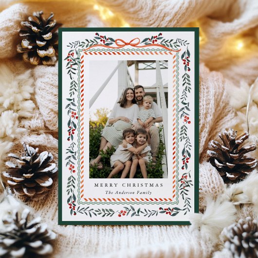 Festive Christmas Frame Photo Holiday Card シーズンカード
