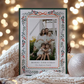 Festive Christmas Frame Photo Holiday Card シーズンカード