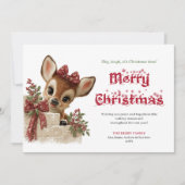 Festive Christmas funny reindeer peeking card シーズンカード (正面)