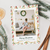 Festive Christmas Garland & Bow Pattern 1 Photo シーズンカード