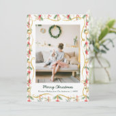 Festive Christmas Garland & Bow Pattern 1 Photo シーズンカード (スタンド正面)