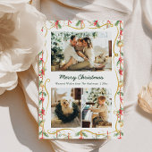Festive Christmas Garland & Bow Pattern 3 Photo シーズンカード