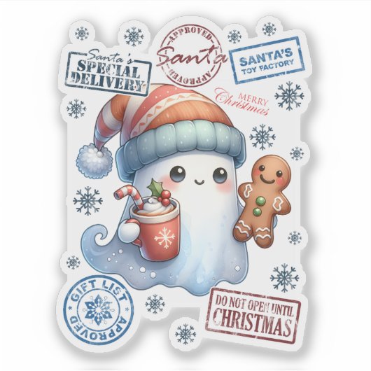 Festive Christmas Ghost Sticker シール (正面)