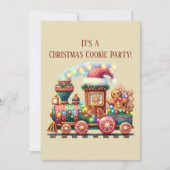 Festive Christmas gingerbread train party  招待状 (正面)