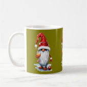 Festive Christmas Gnome Gonk Holding A Glass コーヒーマグカップ (左)