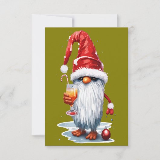 Festive Christmas Gnome Gonk Holding A Glass 招待状 (正面)