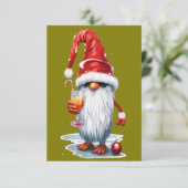Festive Christmas Gnome Gonk Holding A Glass 招待状 (スタンド正面)