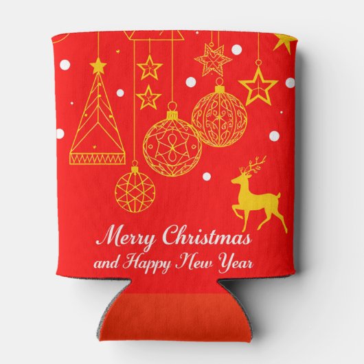 Festive Christmas Graphic With Ornaments 缶クーラー (裏面)