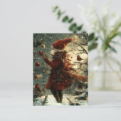 Festive Christmas Greeting nostalgic Santa Claus ポストカード (スタンド正面)