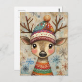 Festive Christmas Greeting with Deer ポストカード (正面/裏面)