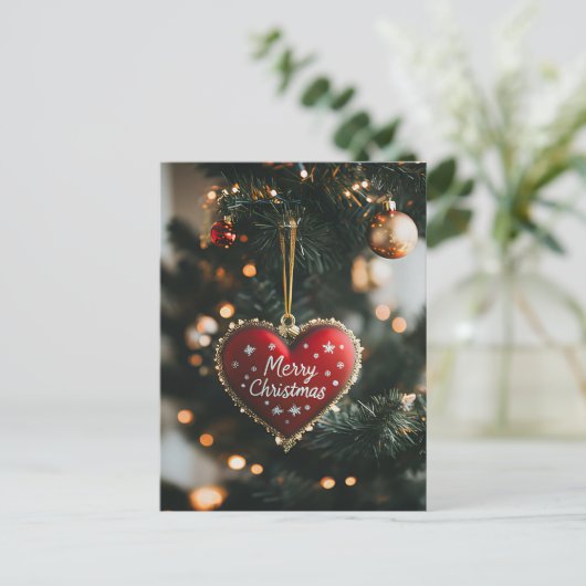 Festive Christmas Greeting with Heart ポストカード (スタンド正面)