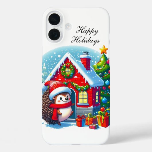 Festive Christmas Hedgehog customizable Case-Mate iPhoneケース (裏面)