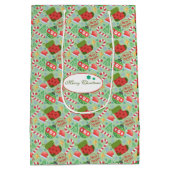 Festive Christmas – Holiday Icons with Stockings ミディアムペーパーバッグ (裏面)