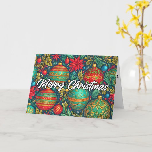 Festive Christmas Holiday Ornaments カード (黄色い花)