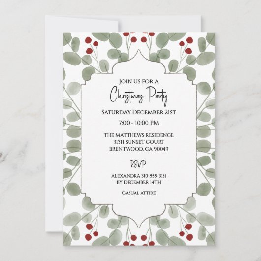 Festive Christmas Holiday Party Custom  招待状 (正面)