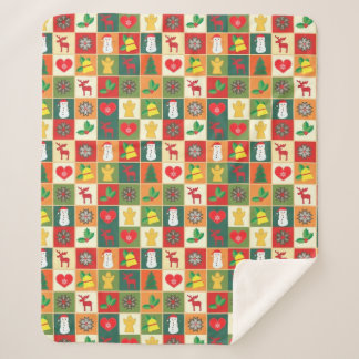 Festive Christmas Holiday Pattern Cozy Sherpa シェルパブランケット