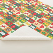 Festive Christmas Holiday Pattern Cozy Sherpa シェルパブランケット (3/4)
