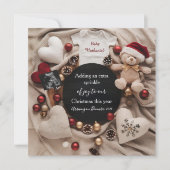 festive Christmas holiday Pregnancy Announcement 招待状 (正面)