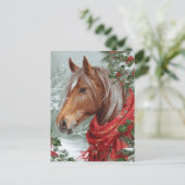 Festive Christmas Horse Greeting Postcard ポストカード (スタンド正面)