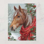 Festive Christmas Horse Greeting Postcard ポストカード (正面)