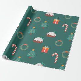 Festive Christmas icons pattern ラッピングペーパー