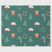 Festive Christmas icons pattern ラッピングペーパー (フラット)