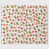 Festive Christmas Icons Wrapping Paper ラッピングペーパー (フラット)