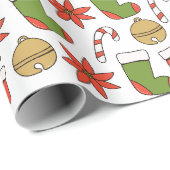 Festive Christmas Icons Wrapping Paper ラッピングペーパー (ロールコーナー)