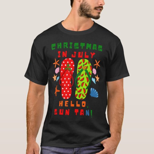 Festive Christmas In July Flip Flop Summer Beach F Tシャツ (正面)