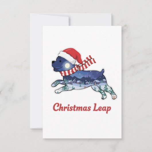 Festive Christmas Leaping Dog | Cute Puppy Santa サンキューカード (正面)