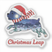 Festive Christmas Leaping Dog | Cute Puppy Santa  シール (正面)