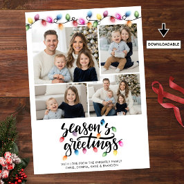 Festive Christmas Lights 4 Photo Seasons Greetings シーズンカード