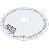 Festive Christmas Lights Seasons Greetings ブラッシュドポリエステルツリースカート (アングル)