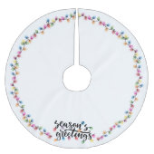 Festive Christmas Lights Seasons Greetings ブラッシュドポリエステルツリースカート (正面)