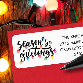 Festive Christmas Lights Seasons Greetings ラベル