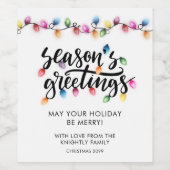 Festive Christmas Lights Seasons Greetings ワインラベル (シングルラベル)