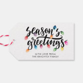 Festive Christmas Lights Seasons Greetings Name ギフトタグ (裏面横)