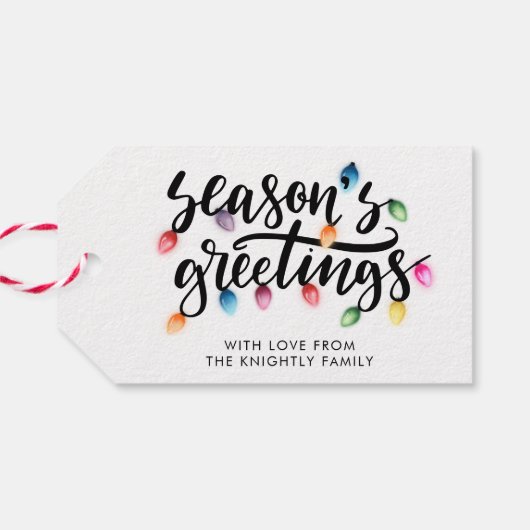 Festive Christmas Lights Seasons Greetings Name ギフトタグ (裏面横)