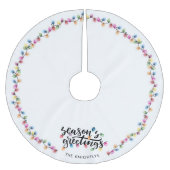 Festive Christmas Lights Seasons Greetings Name ブラッシュドポリエステルツリースカート (正面)