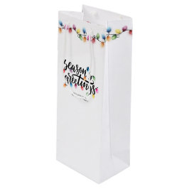 Festive Christmas Lights Seasons Greetings Name ワインギフトバッグ