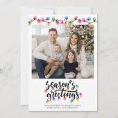 Festive Christmas Lights Seasons Greetings Photo シーズンカード (正面)