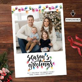 Festive Christmas Lights Seasons Greetings Photo シーズンカード