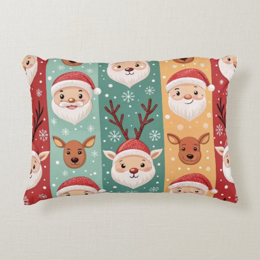 Festive Christmas Lumbar Pillow – Cheerful Holiday アクセントクッション (正面)